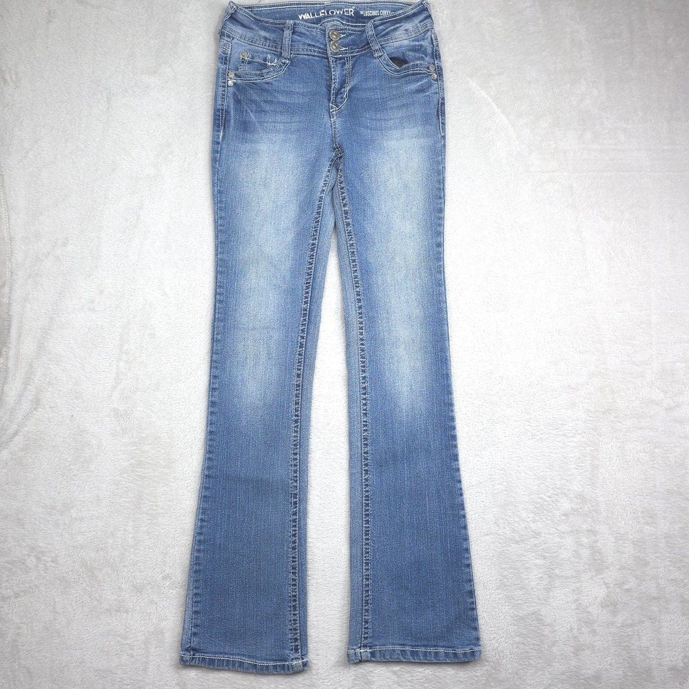 WallFlower‎ Jeans Juniors 5 Long Blue Luscious Curvy Fit Bootcut Stretch Denim